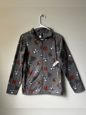 NWT Amazon Essentials Star Wars Vader Friends Fleece Jacket Kids XXL 11-12 Gray
